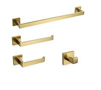 Gunmetal Bathroom Hardware Set Towel Rack Towel Ring Toilet Paper Holder Robe Hook Wall Mounted Accessories Kit Gold Finish 4 Piece KeYJ