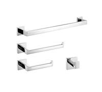 Gunmetal Bathroom Hardware Set Towel Rack Towel Ring Toilet Paper Holder Robe Hook Wall Mounted Accessories Chrome Finish 4 Piece Set KeYJ