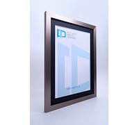Gunmetal Effect Picture Frame with Black Mount for picture size 20x25cm with Glass Front