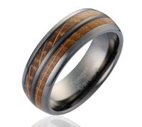 Gunmetal Gray Tungsten Rings For Men whiskey barrel Wood grain Inlay wooden Wedding Promise Engagement Band Size 6-16, Metal, No Gemstone,