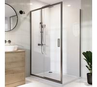 Gunmetal Grey 8mm Glass Rectangular Sliding Shower Enclosure 1200x800mm - Pavo