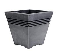 Gunmetal Pewter Effect Premium Plastic Hand Finished Square Milano Planter 33.5 x 33.5 x 33cm (Approx.) 1.18kg (Approx.)
