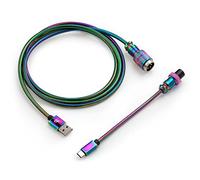 GUNMJO Pro 304 Stainless Steel Straight USB C Cable for Gaming Keyboard, Mechanical Keyboard Cable with Detachable Metal Aviator for Computer Keyboard, 1.6M USB-C to USB-A, Chroma Color