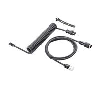 GUNMJO Pro Custom Coiled USB C Cable for Gaming Keyboard, Double-Sleeved Mechanical Keyboard Cable with Detachable Aluminum Aviator, 1.5M USB-C to USB-A, Carbon Black Color