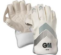 Gunn & Moore GM 606 Cricket Wicket Keeper Keeping Gloves | PU Faux Leather Back of Hand | Pimple Rubber Palm Facing | Junior | 1 Pair | Black with Red & Green Chevron