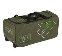 Gunn & Moore GM Cricket Bag Holdall | 606 Wheelie | Engineered Wheel Housing | Easy Access Double Zip | Volume - 67 litres | Tough 600 Denier Polyester | Khaki Apollo Green