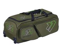 Gunn & Moore GM Cricket Bag Holdall | 909 Wheelie | All-Terrain Wheels | Two Side Pockets | Large Volume - 107 litres | Tough 600 Denier Polyester | Khaki Apollo Green