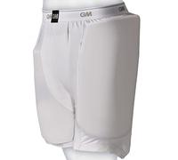 Gunn & Moore GM | Cricket Protective Shorts | 909 | Special Blend Stretch Cotton with Elastic Waist for Comfort Fit | Integral Pouch for Box Abdo Guard | White | Small Adult for Waist 30-32"