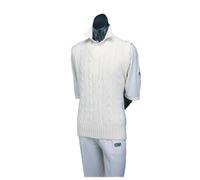 Gunn & Moore GM | Cricket Sweater Jumper | Classic Heavy Cable Knit | Sleeveless | Plain Cream | Small Junior to fit Chest 27"