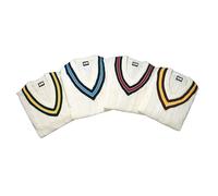 Gunn & Moore GM | Cricket Sweater Jumper Pullover | Classic Heavy Cable Knit | Long Sleeve | Cream with Maroon & Amber Trimmed Collar | Small Junior to fit Chest 27"