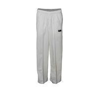 Gunn & Moore GM, Cricket Trousers, Athletic Fit Elasticated Waist 2 Pockets, Quick Drying & Enhanced Moisture Management, Off White with GM Logo, Large - Waist 35-36" Finished Hem Approx 34"