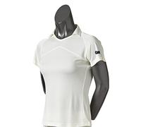 Gunn & Moore GM | Ladies Womens Cricket Shirt | Ultra Modern Sl ut with V-Neck Collar | Quick Drying 100 Percent Polyester | Cream Off White with GM Logo | Size 6