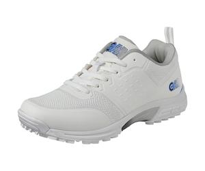 Gunn & Moore GM | Maxi Rubber Sole Cricket Shoes | Lightweight Knitted Mesh Upper | Arch Support Grip Comfort & Reduce Fatigue | All Rounder Grip | Size UK 10 EU 44.5 | White Red & Fluro