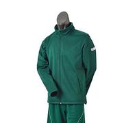 Gunn & Moore GM | Mens Cricket Performance Training Leisure Jacket | 100 Percent Polyester Jersey Anti-Pill Fleece | Full-Length Zip Toggle Pull Waist | GM | Logo | Dark Green | XXL - 46" Chest