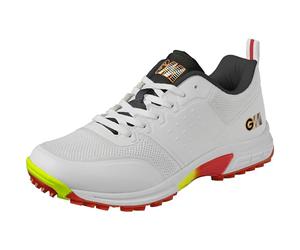 Gunn & Moore GM | Rival Rubber Sole Cricket Shoes | Lightweight Knitted Mesh Upper | Arch Support Grip Comfort & Reduce Fatigue | All Rounder Grip | Size UK 9 EU 43 | White & Blue