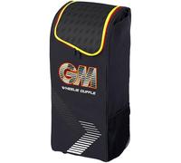 GM | Rival Wheelie Duffle Cricket Bag Holdall | Sleeve for 1 Bat | Adjustable Comfort Straps | Shoe Tunnel | Volume - 55 litres | Tough 600 Denier Polyester | Black Red & Yellow | Gunn & Moore