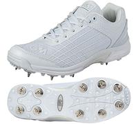 Gunn & Moore Gm Spike Cricket Shoes, Optimal Grip and Lightweight Feel, for Bowlers and Batsmen, Arch Support, for Adults and Youth Players, White/Blue/Fluro Yellow, Size 5 UK, 38 EU