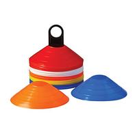 Gunn & Moore GM | Sports Mini Training Cones | 50 One-Size Plastic Sequence Spacers with Storage Stand | Cricket Football Soccer Rugby Hockey Sprint | Bright Primary Colours