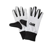 Gunn & Moore GM | Wicket Keeping Keeper Full Inner Gloves Cricket | Lycra Back with Padded Cotton Inner | Elasticated Wristband | White with Black Thumb, Cuff Trim & GM Logo to Back | Junior | 1 Pair