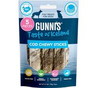 Gunnis Cod Chewy Sticks - Fish Treats For Dogs, 100% Pure Icelandic Cod. Dried Natural Fish Skin Dog Chews. Hypoallergenic, Omega Rich, Low Fat, Sustainably Sourced. No Additives Or Fillers. 5pcs/200g