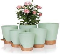 Gunolye 6 Pack Self Watering Pots 8/7/6.5/6/5.5/5 Inch,Indoor Modern Decorative Planter Pot,Plastic Plant Pot,Bottom Watering Plant Pots with Saucer Reservoir and Watering Lip for All House Plants