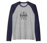 Gunpa Knows Best: Wise Grandfather's Life Lessons Raglan Baseball Tee, Men, Navy/Athletic Heather, XL