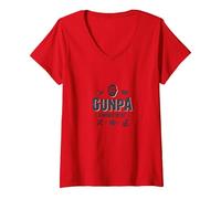 Gunpa Knows Best: Wise Grandfather's Life Lessons V-Neck T-Shirt, Women, Red, XL