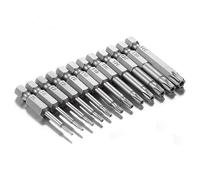 GUNPLA 12 Piece 50mm S2 Steel Security Torx Screwdriver Bit Set, Tamper Resistant Star Bits with Hole 1/4" Hex Shank, T5 T6 T7 T8 T9 T10 T15 T20 T25 T27 T30 T40 for Electricians & Drill Drivers