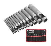 GUNPLA 12 Piece Heavy Duty Leather Punch Set, Steel Round Hole Punch Tool Set with 12 Sizes (1/8" to 3/4") for Belts, Watch Straps, Dog Collars & Gaskets, Includes Storage Pouch