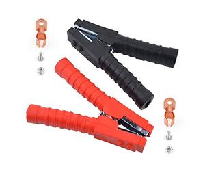Gunpla 2 Pieces 600Amp Booster Battery Cable Clips 150mm Red Black Insulated Electrical Crocodile Alligator Jump Lead Clips Nickel Coated Large Test Clamps for Car