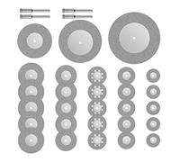 Gunpla 32 Pieces Diamond Discs Mini Wheel Circular Saw Blade 16/20/22/25/30/40/50/60mm Grinding Rotary Tools For Gemstones Glass Stone + 4pcs 1/8 inch Mandrels Shaft