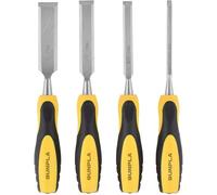 Gunpla 4 Pieces Wood Chisel Set Woodworking Carving Heavy Duty Hand Tools 1/4", 1/2", 3/4" and 1" (6mm, 12mm,19mm, 25mm) with Soft-Grip Handles