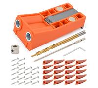 Gunpla 45pcs Twin Pocket Hole Jig Kit, Woodworking Holes Drilling Tools with Step Drill Driver Bit Screws Allen Wrench Accessories for Strong Wood Joints