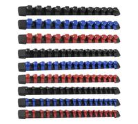 Gunpla 9pcs Socket Organizer Set, Metric SAE Tool Storage Socket Holder Clips Rail 1/4-Inch 3/8-Inch 1/2-Inch Spring Loaded Ball Bearings Secure Holding Portable Socket Retention Home Workshop