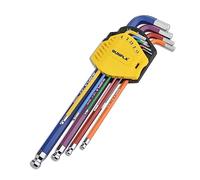 Gunpla Ball End Allen Hex Key Set Extra Long Arm 9-Piece, 1.5-10mm, Color Coded Ball Point Head Hexagon Keys Set for Bike, Motorcycle, Maintenance, Furniture Assembly and DIY