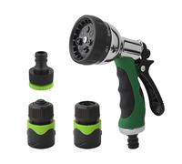 GUNPLA Handheld Spray Gun with 7 Spray Patterns (Soaker, Cone, Jet, Center, Shower, Flat, Mist) & 3 Connectors Set, Auto Shut-Off, 2-in-1 Tap Adapter (1/2"-3/4"), for Watering, Car Washing & Cleaning