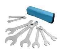 Gunpla Super-Thin Open End Wrench Set, Carbon Steel Flat Double Ended Ultra Slim Metric Spanner for Narrow Space, Mirror Polish Finish Tool Kit, 8 Pieces, 5.5-27mm, Storage Pouch with Printed Sizes