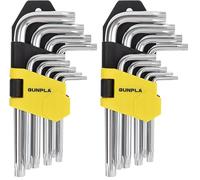 Gunpla Torx Hex Key Allen Star Short Arm Wrench Hex Keys Security Torx End Holes Set of 9 Pieces with Storage Case T10-T50 for Home Maintenance DIY (Pack of 2)