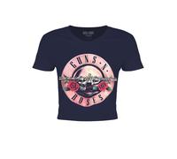 Guns N' Roses Crop Top T Shirt Classic Band Logo Official Womens Navy XL