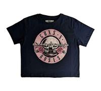 Guns N' Roses Crop Top T Shirt Classic Band Logo Official Womens Navy M