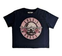 Guns N' Roses Crop Top T Shirt Classic Band Logo Official Womens Navy S
