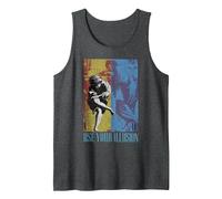 Guns 'n' Roses Double Illusion Rock Music Band Tank Top, Men, Dark Heather Grey, Small
