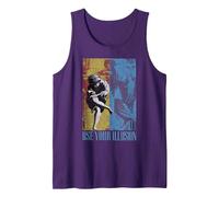 Guns 'n' Roses Double Illusion Rock Music Band Tank Top, Men, Purple, Medium