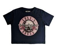 Guns N' Roses Crop Top T Shirt Classic Band Logo Official Womens Navy S