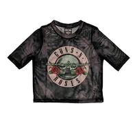 Guns N' Roses Mesh Crop Top T Shirt Pink Tint Bullet Logo Official Womens Black XS