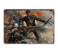 Guns Retro Metal Signs Military Guns And Soldiers Ww Ii Military Theme Creative Tin Sign Vintage Chic Metal Poster For Man Cave Bar Party Garage Outdoor 14x20cm