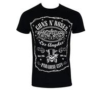 Guns & Roses Men's Guns N' Roses Paradise City Label T-Shirt, Black (Black Black), Medium