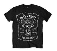 Guns & Roses Men's Guns N' Roses Paradise City Label T-Shirt, Black, Small (Size:Small)