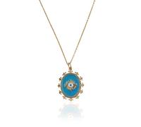 Guntaas Gems Elegant Evil Eye Pendant Necklace, Gold Chain with Boho Trendy Enamel Minimalist Charm for Protection & Style Dainty Fashion Statement Layering Jewelry for Women, Standard, Brass, No