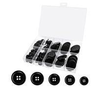 Gunwon 100Pcs Black Round Resin Buttons, 4Hole Mixed Sizes, Suitable for Sewing, DIY Decoration